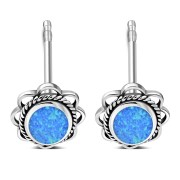 Synthetic Opal Oval Stud Earrings - e362